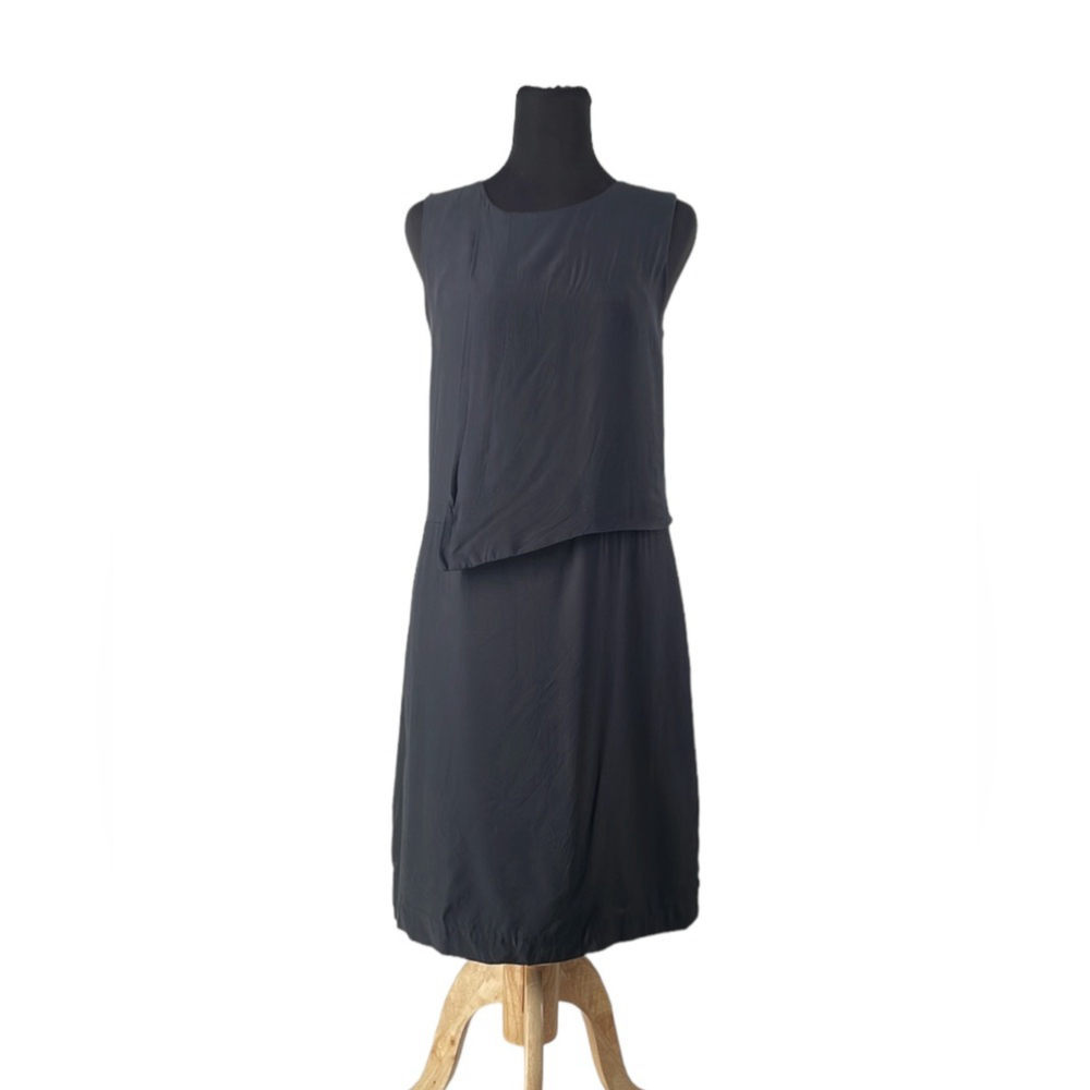 Kate Spade Saturday silk blend black dress little black dress modest neck sz 2